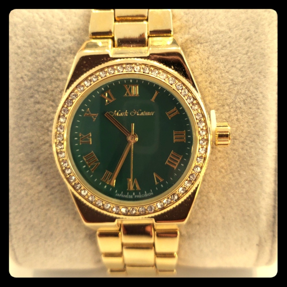 Mark Haimer Dressy  Fashion  CZ Gold Watch